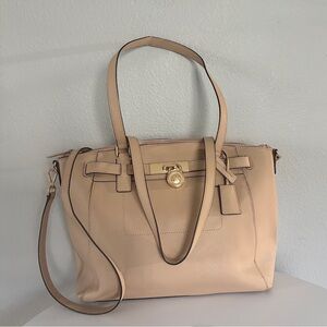 Michael Kors Tan Leather Hamilton Shoulder/Tote Bag Gold Hardware